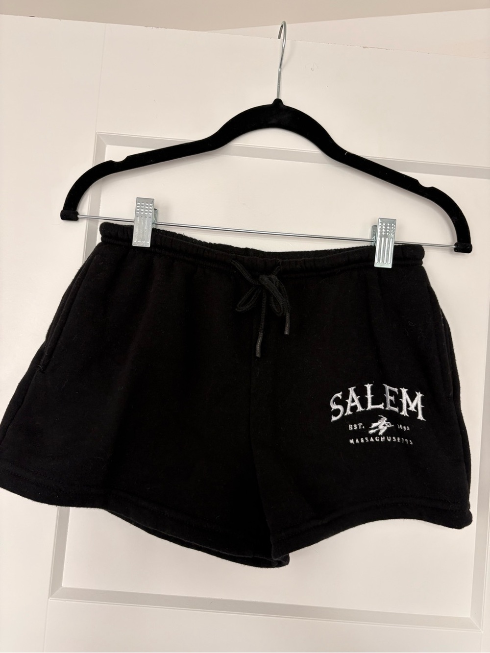Salem Black Women's Fleece Shorts With Pockets